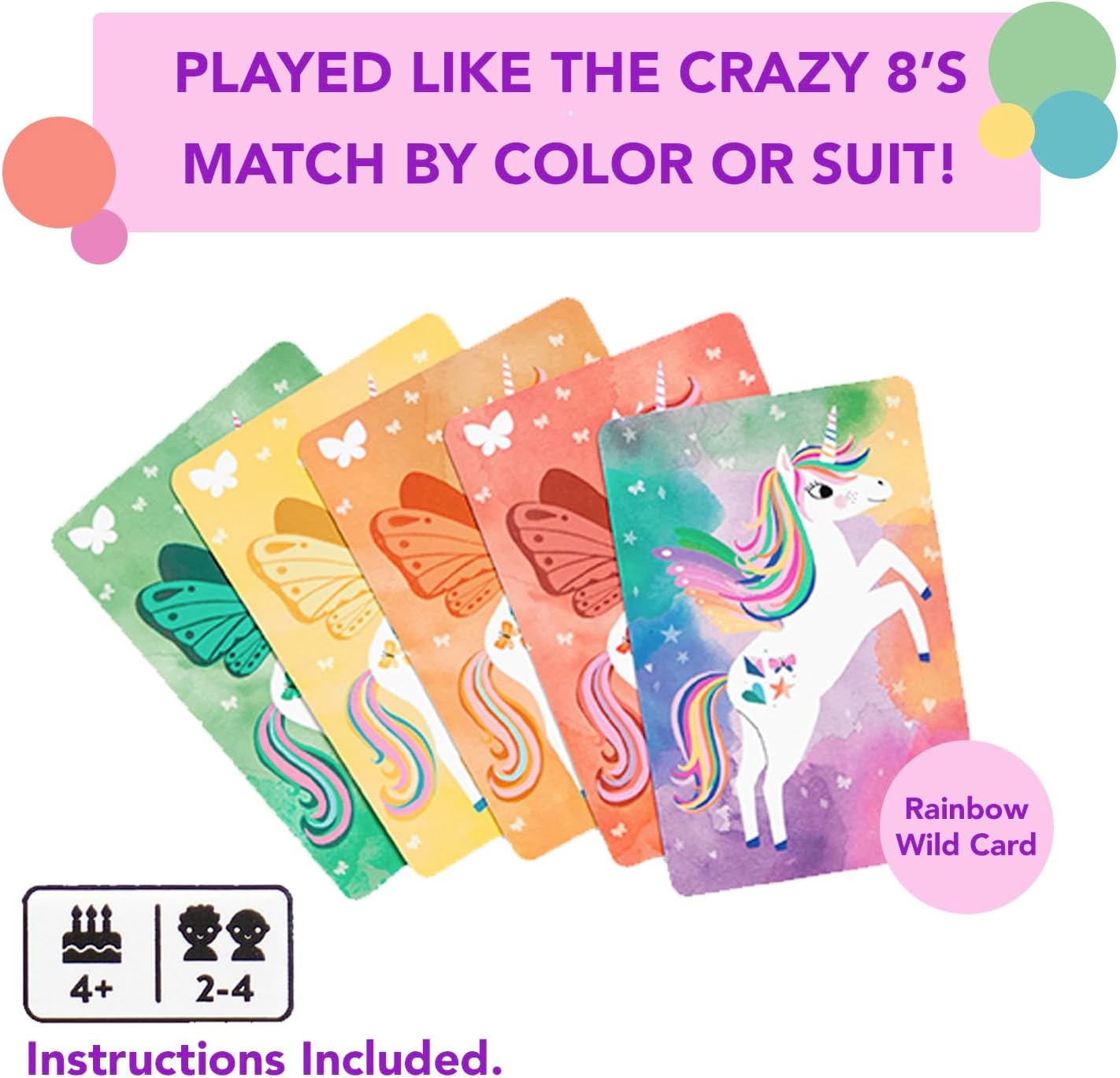Mudpuppy Wild Unicorn! – Unicorn Version of Classic Kids Crazy 8's Card Game with Cute Illustrations of Unicorns for Children Ages 4 and Up, 2-4 Players