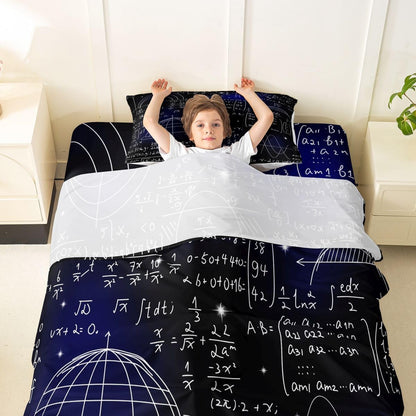 Erosebridal Science Theme Bed Sheets Set Full Size for Boys Girls Chemistry Periodic Table Print Sheet Set Chemical Subject Theme Sheets Teens Kids Math Science Atyle Fitted Sheet 4 Pcs
