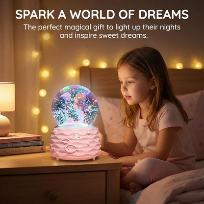 Snow Globe for Girls, 100MM Music Boxes with LED Lights, Automatic Snowflakes, Snow Globe for Home Decor, Birthday Christmas Valentines Gifts