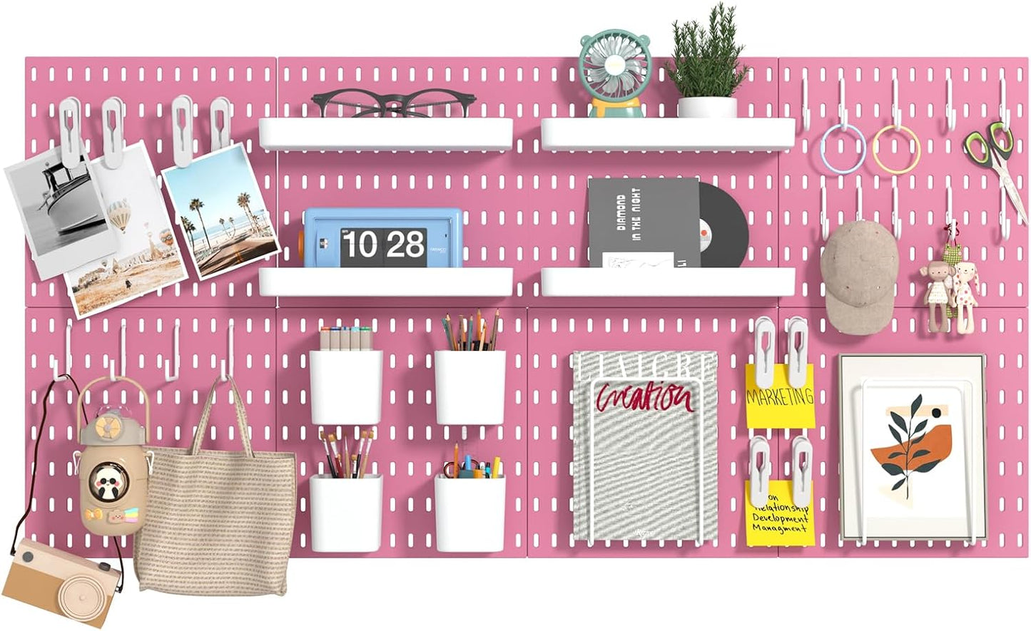 8-Pack 22"x44" Plastic Pegboard Panels Durable Modular Organizer Boards for Wall Storage, Garage, Workshop & Craft Room – Lightweight & Easy to Install