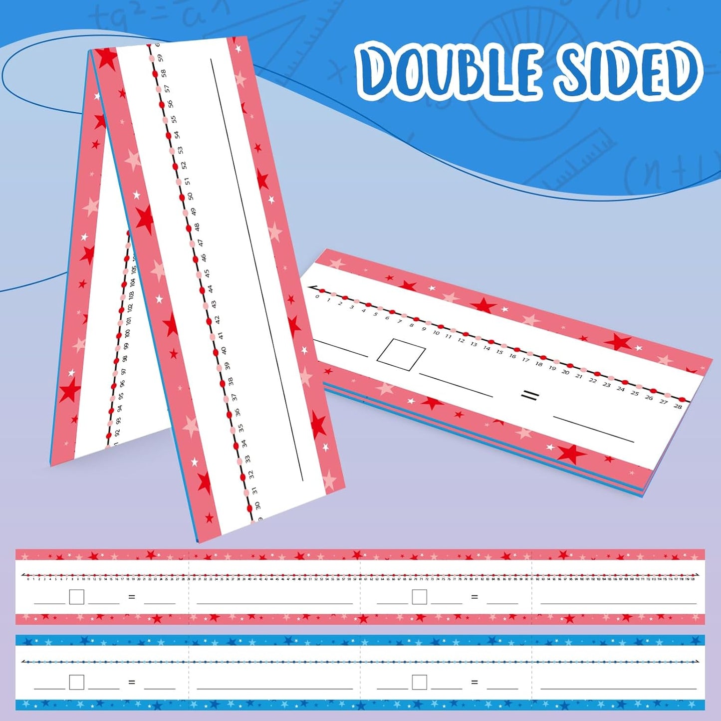 32 Pack Dry Erase Number Line Board Card Lapboard Double Sided Writable and Erasable Board Card Featuring 0-10 Number Line On One Side 0-20 On The Other for Kids Students Math Manipulatives (11.5”x4”)