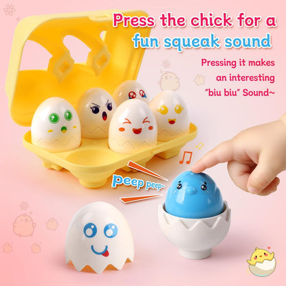 USATDD Matching Eggs for Toddlers Montessori Geometric Eggs Color & Shape Recognition Toy, Fine Motor Skills Shape Sorter Puzzle, Easter Eggs Toys Gifts for Kids, Easter Basket Stuffers