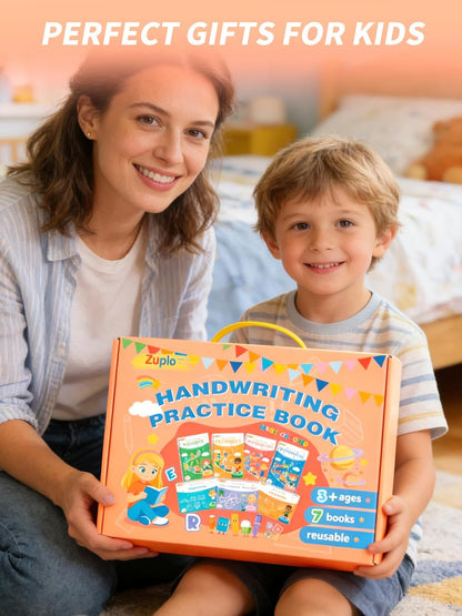 Magic Grooved Writing Practice for Kids Ages 3-8, Reusable Handwriting Workbooks for Preschool Learning, Letters Numbers Math & Drawing Tracing Books with Disappearing Ink Pens, Educational Gift