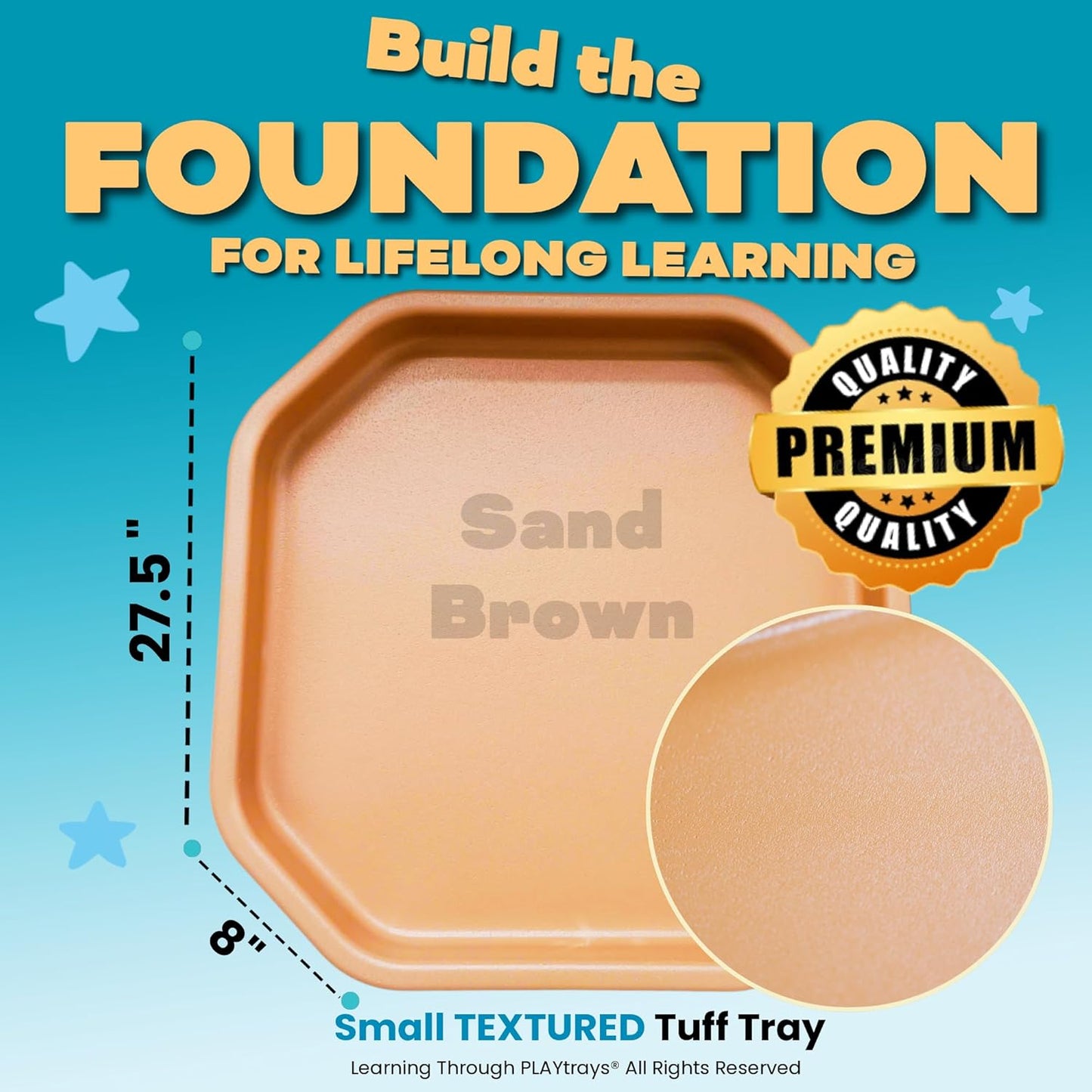 Tuff Tray 27.5” Small [Brown] Sensory Play for Kids, Toddler Sensory Bin for Sand and Water Play, Indoor Activity Sensory Tray, Outdoor Sandbox