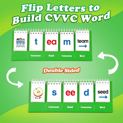 Aizweb CVC Word Games Kindergarten,Phonics Games Flash Cards for Preschool Classroom,Learn to Read,Reading Manipulative Spelling Educational Toy Learning Activities Speech Therapy School Supplies