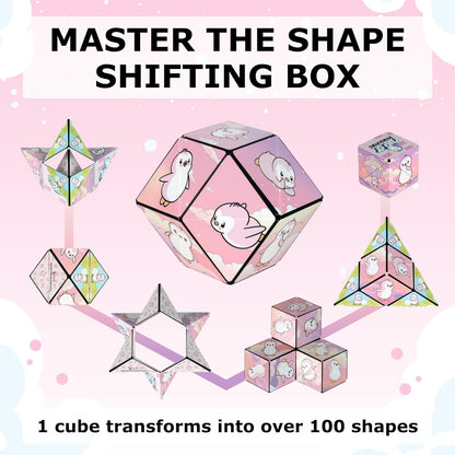 Shashibo Pudgy Penguins Shape Shifting Box – STEM Fidget Toy with Ultra Strong Magnets, Puzzle Cube Transforms into 100+ Shapes, Sensory Gift for Kids, Teens, and Adults (Paxton)