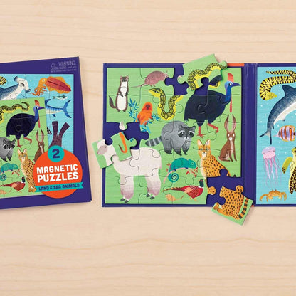 Mudpuppy Depth of The Seas - Tri Fold Magnetic Puzzles Featuring Two 20 Piece Ocean Themed Artwork