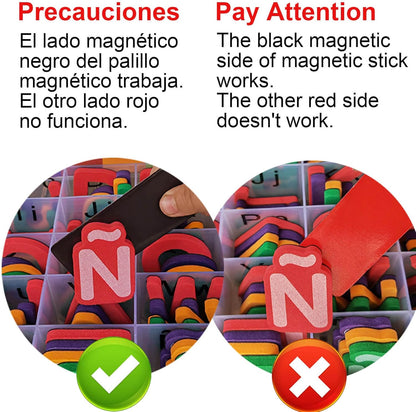 Spanish Magnetic Letters Alphabet Magnets - Letras Españolas y Números Magnéticos para Niños, 4 Colors for Classroom and Home Teaching, 4 Colores para La Enseñanza en Aula y Casa(4 Sets ES2)
