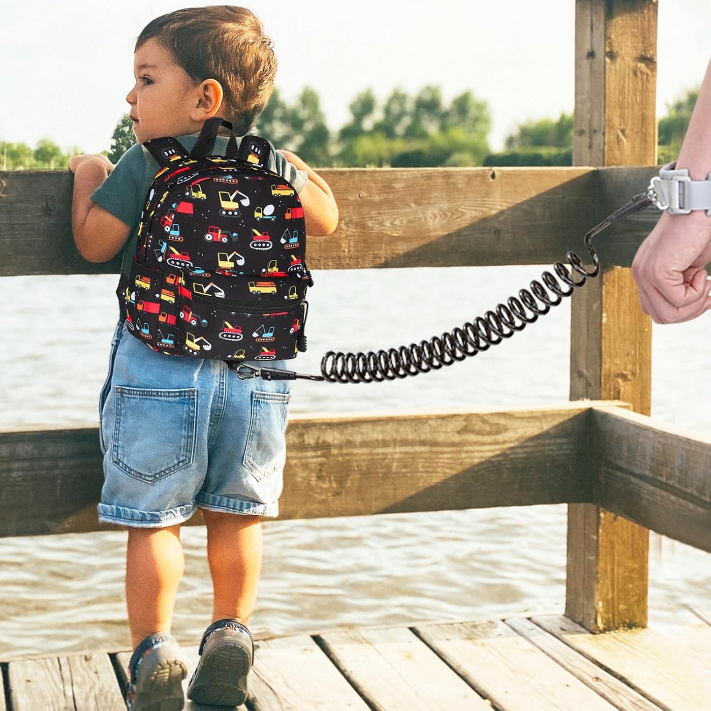 Accmor Toddler Backpack Leash, Mini Child Backpack with Anti Lost Wrist Link, Cute Kids Backpack Leash Walking Harness for Outdoor Travel, Small Excavator Backpack Tether for Baby Boys Girls Ages 1-3