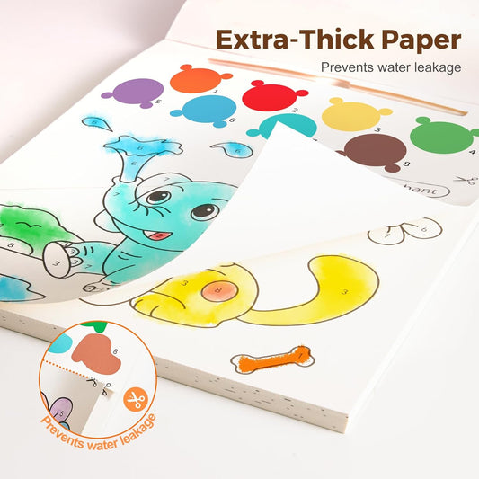 Jar Melo Paint with Water Books for Toddlers, Mess Free Watercolor Painting Activity for Kids Ages 1-3, 2-4, 4-6, Art Craft Coloring Gift with Brush, Airplane Travel Activities for Toddlers, Animals