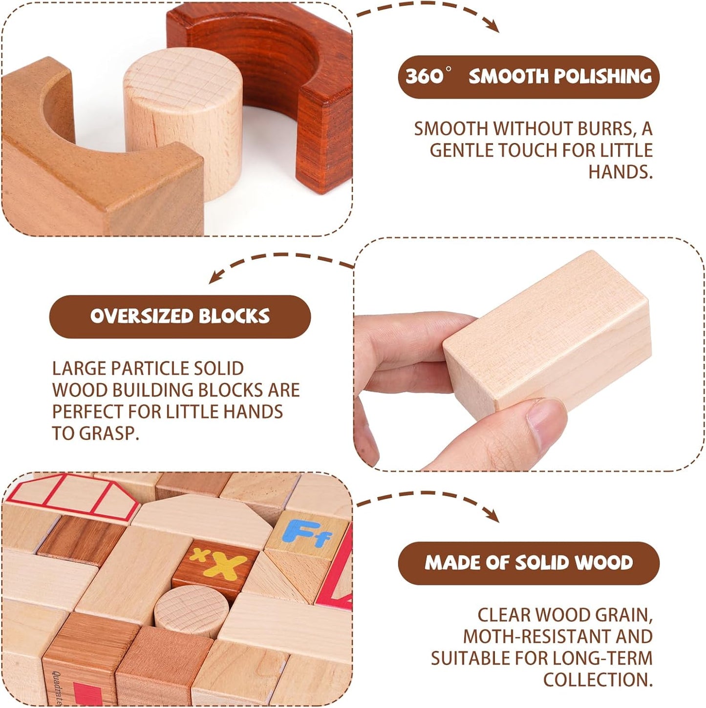 145-Piece Wooden Dinosaur Park Building Blocks Set – Montessori Educational Construction Toy Made from 10 Premium Hardwoods, STEM Learning Blocks for Toddlers & Kids Ages 3–6