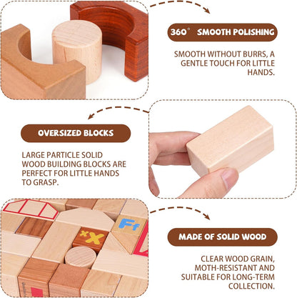 145-Piece Wooden Dinosaur Park Building Blocks Set – Montessori Educational Construction Toy Made from 10 Premium Hardwoods, STEM Learning Blocks for Toddlers & Kids Ages 3–6