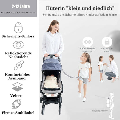 Toddler Harness Walking Leash- Child Anti Lost Wrist Link - Child Safety Harness - Upgrade with Reflective(6.5ft) - for Boys and Girls,Not Easy to Open Without Key (Light Pink)