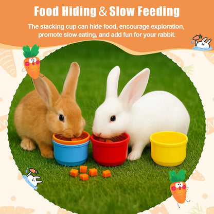 8 Pcs Stacking Cups for Rabbits,Nesting Rabbit Toys of Different Sizes,Bunny Stacking Cups for Hiding Food and Playing,Guinea Pig Stacking Cups (Pastel)