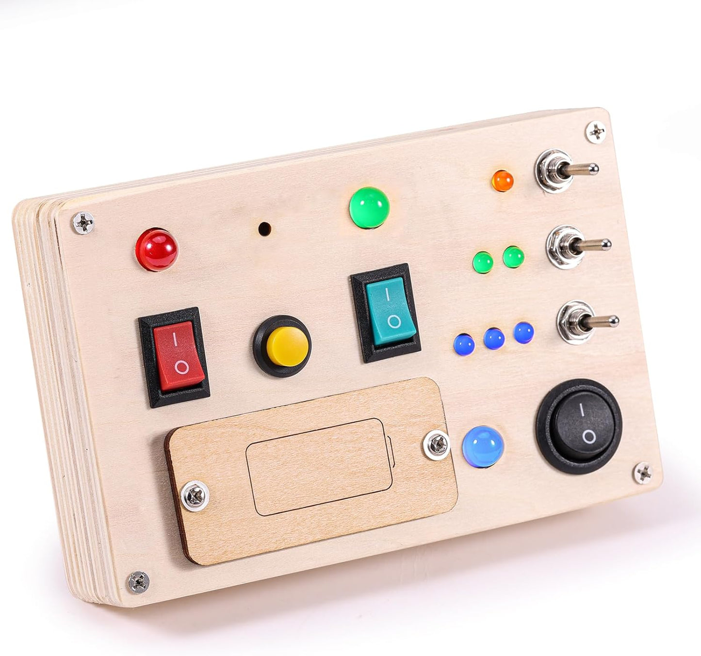 Busy Board Toddler Montessori Led Light Switch Busy Board Autism Sensory Wall Panel Fidget Board Wooden Toys for Toddlers 1-3