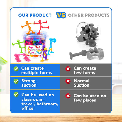 OleOletOy Suction Fidget Toys for Kids: 21 Pack Stretchy Suction Cup Sensory Toys - Bulk Fidgets for Kids Autism ADHD Classroom Prizes Party Favors - Travel Toys for Car Windows Road Trips