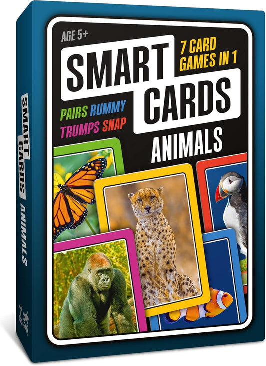 SMART CARDS DINOSAURS Card Game - Matching Pairs, Snap, Trumps, Rummy, Happy Families (7 Games To Play) | Travel Game, Gift, Stocking Stuffer | for Adults, Kids, Boys, Girls | Age 5+, 1-8 Players