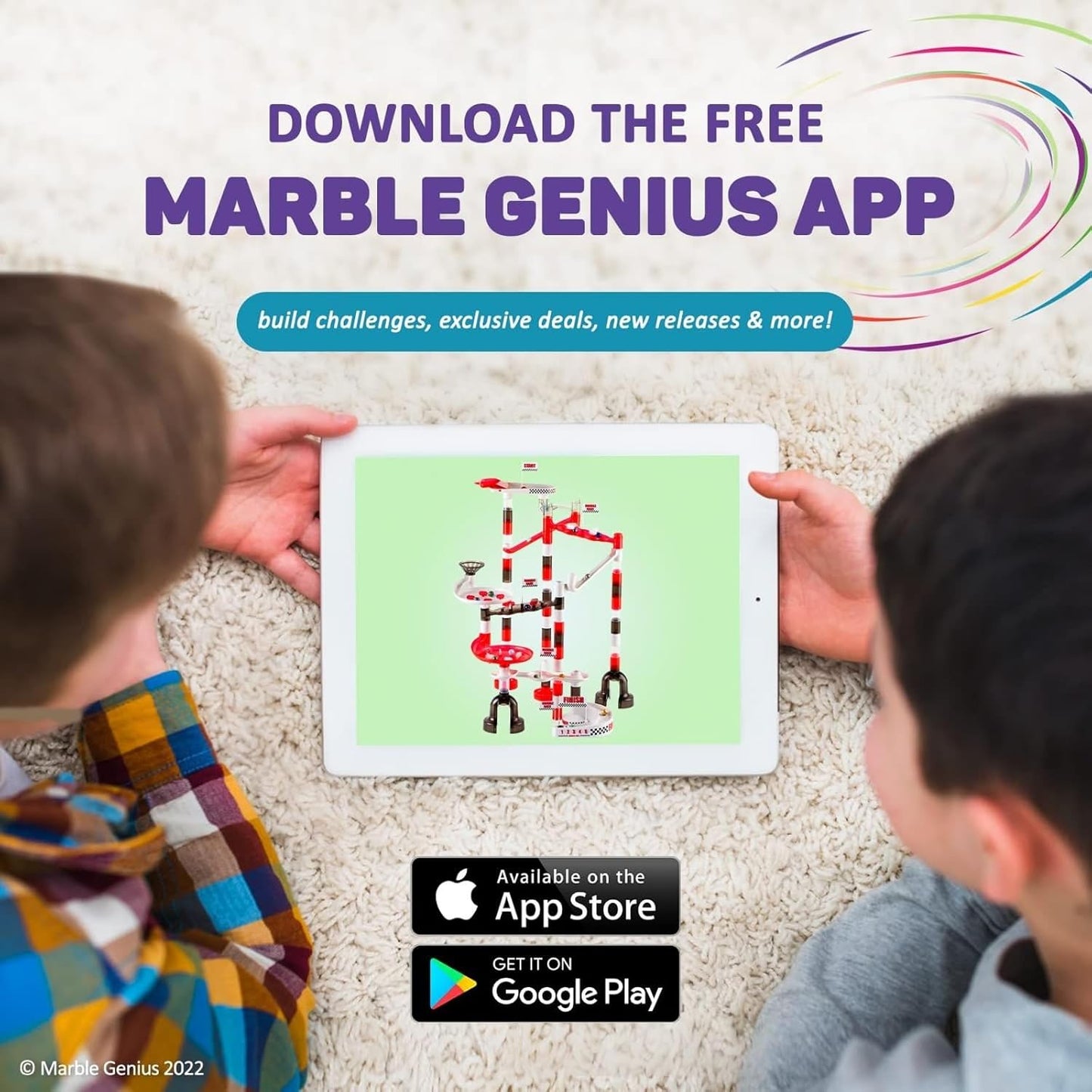 Marble Genius Marble Run Racing Set: 125-Piece Marble Run Racing Set Toys for Kids, Marbles Maze Tower Building Blocks, Marbles Race Track Rolling Game, Educational Learning STEM Toy Gift