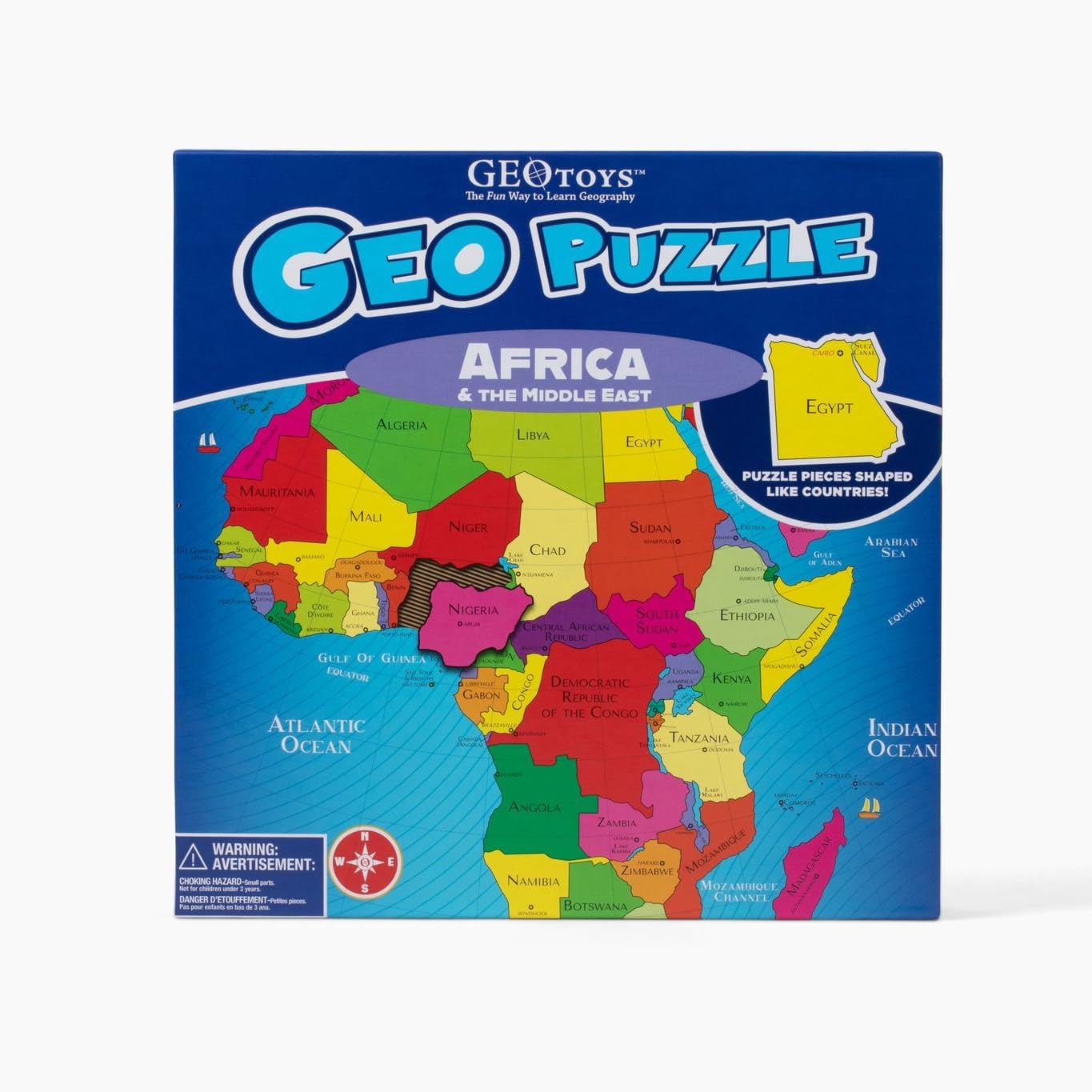GeoToys GeoPuzzle, World Jigsaw Puzzles, 68 Pc Geography Game & Map Puzzle, Educational Games & Kids Learning Activities, Puzzle Gifts for Children Ages 6-9, Fun Learning Toys for Kids