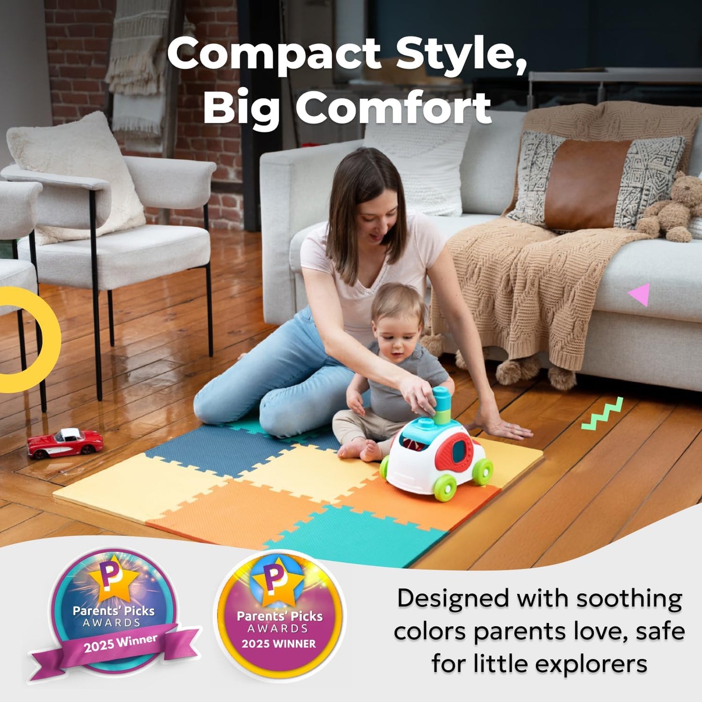 MioTetto Baby Play Mat, Soft Foam Floor Tiles for Kids. Adjustable Interlocking Foam Tiles, Fits with 50x50 Playpen Baby mat for Crawling & Development, Safe & Non-Toxic Playmat for Babies 6-12 Months