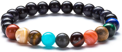 Fesciory Women Solar System Bracelet Universe Galaxy The Eight Planets Guardian Star Natural Stone Beads Bracelet Bangle Gifts