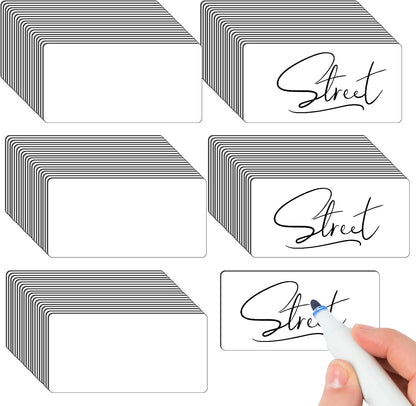 50 Pcs 4'' x 2'' Reusable Dry Erase Blank Magnetic Labels for Whiteboards