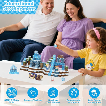 Magnetic Blocks, Magnetic Building Blocks Gryxpox, Magnet Tiles with Adventure World Blocks Toy, Magnetic Blocks For Kids Ages 4-8, STEM Sensory Toys for Ages 3+ Toddlers Kids Girl Boys Birthday Gifts