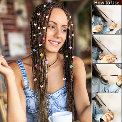 JJzxwish 1605 Pcs Hair Beads for Braids with Elastic Rubber Band Threaders Kit, Candy Color Acrylic Mickey Heart Star Alphabet Beads Pastel Pony Bead Kandi Bead for Bracelet Jewelry Making DIY Craft