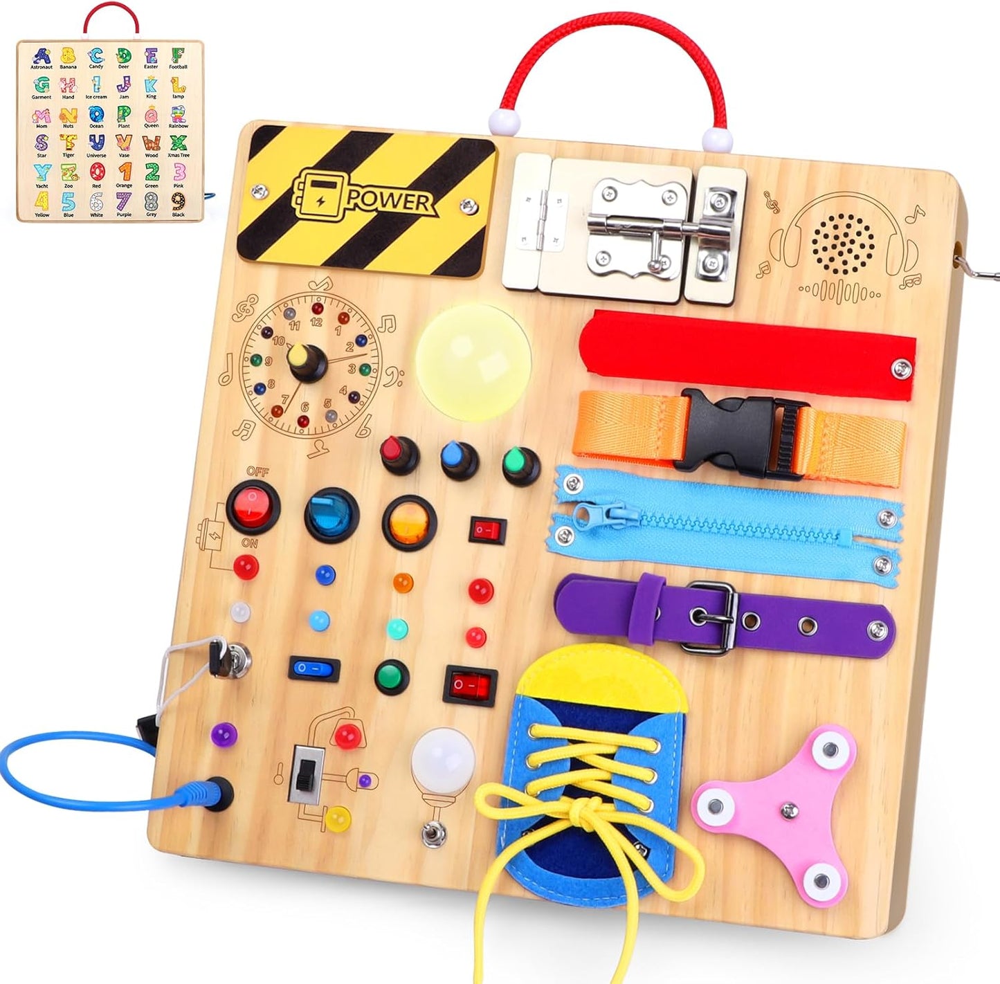 Konijiwa Busy Board - Montessori Toys for 1-3 Years Old Boys & Girls | Sensory Toys for Kids with Autism | Toddlers Learning Activity for Early Development (Busy Board v2)