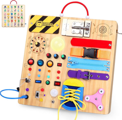 Konijiwa Busy Board - Montessori Toys for 1-3 Years Old Boys & Girls | Sensory Toys for Kids with Autism | Toddlers Learning Activity for Early Development (Busy Board v2)