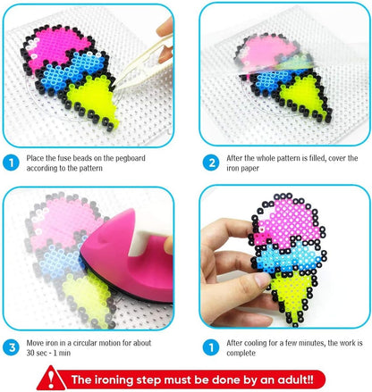 4pcs - 2.6mm Mini Fuse Beads Boards, Large Clear Pegboards Kits, with Gift 4 Lroning Paper (4)