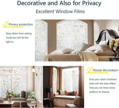 LEMON CLOUD Window Film, Decorative Window Privacy Film, Window Film Privacy Static Cling Frosted, Anti-UV Sun Blocker Heat Control for Home(Grayish Black, 17.5 x 78.7 inches)