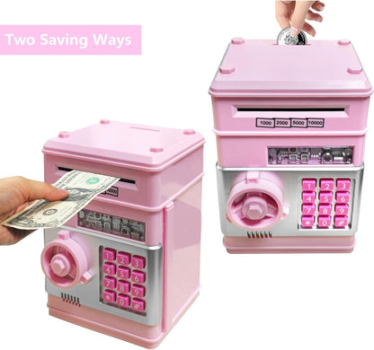 HUSAN Piggy Banks Money Banks for Kids, Electronic Password Code Money Banks ATM Banks Box Coin Bank for Children Boys and Girls (Grey Bue)