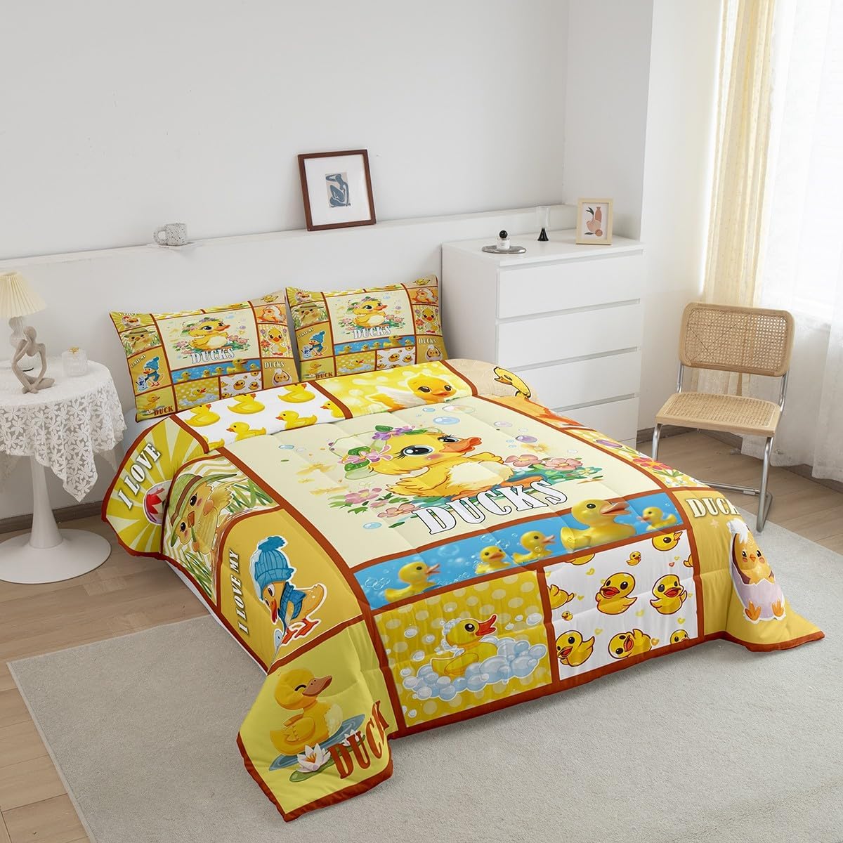 Castle Fairy Drum Kit Comforter Set,Musical Instruments Bedding Set for Kids Girls Women,Adults Rock Music Comforter,Neon Lighting Quilted Duvet Set Bedroom Collection Twin Size 2Pcs