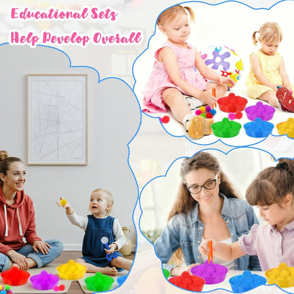 85 Pcs Sensory Bin Filler Kit with Tools Fine Motor Skills Set Counting Sorting Training Set with 72 Hedge Balls 5 Tweezers 3 Scissors Clips 5 Cups Learning Activities for Home School