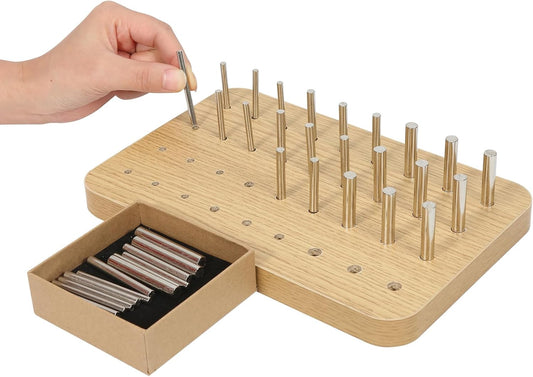 36-Hole Wooden Pegboard for Occupational Therapy, Hand Therapy Peg Board with 3 Sizes of Round Iron Pegs to Improve Finger Dexterity, Fine Motor Coordination & Sensory Rehabilitation