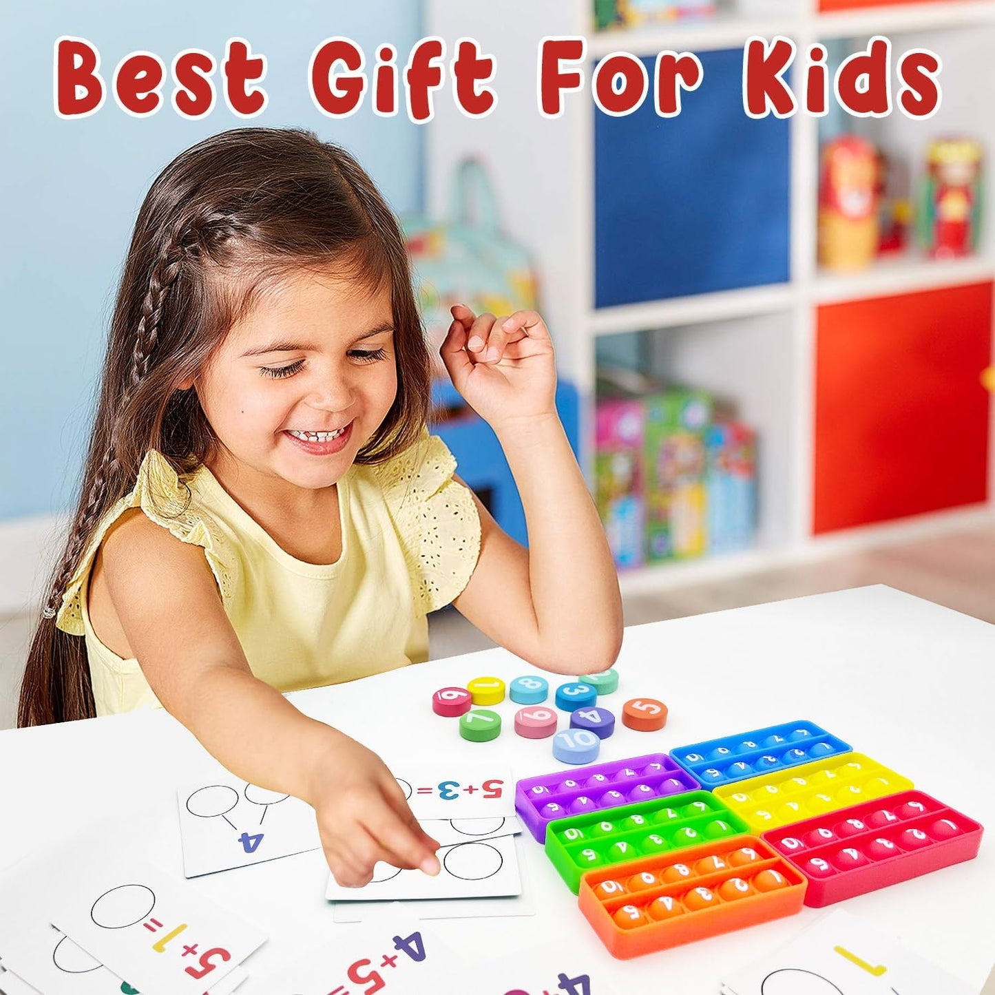 1-20 Ten Frame Pop Board, 6PACK Fidgets for Classroom, Quiet Sensory Toys Bubble Poppers, Pop for Counting Math, Focus Tools for Kids, Montessori Educational Toy Gift for Kindergarten