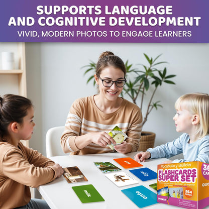 QUOKKA 104 Noun Flash Cards Set – Kids and Adults Vocabulary Builder for ABA Therapy, Early Childhood Education, and ESL Teaching – Picture Cards for Speech Therapy and Vocabulary Building Activities