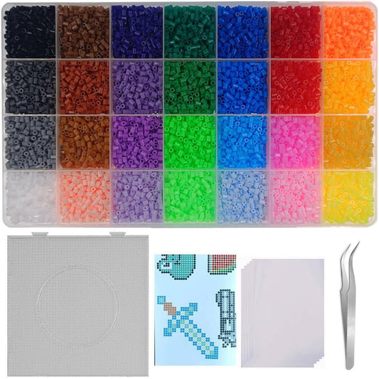 Fuse Beads Kit, 28 Colors 5mm Set, Ironing Melting Beads for Pixel Art, DIY 3D Puzzles, Handmade Decorations Gifts with Accessories (5MM)