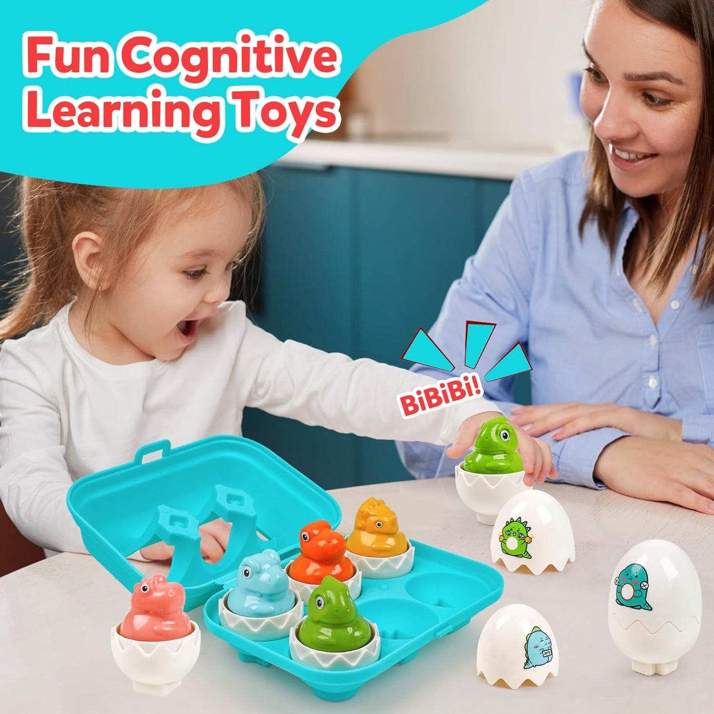 Egg Toys for Toddlers 1-3,Montessori Geometric Eggs Early Preschool Educational Learning Fine Motor Skills Color Sorting Satcking Travel Bingo Puzzle Matching Games for Kids Boys Girls