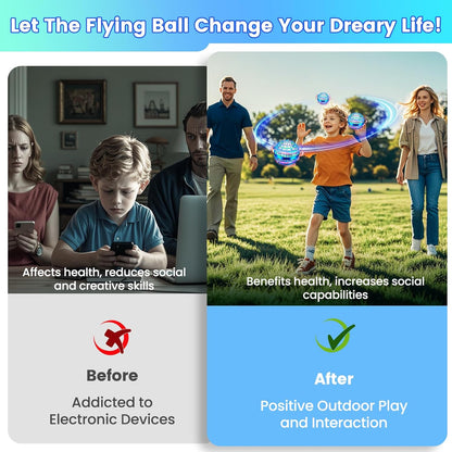 Flying Orb Ball Toy, 2026 Upgrade Hand Controlled Hover Ball with LED Lights,360° Rotating Boomerang Globe Cool Mini Drone, Ideal Birthday&Christmas Gift for Boys Girls-Blue & Purple