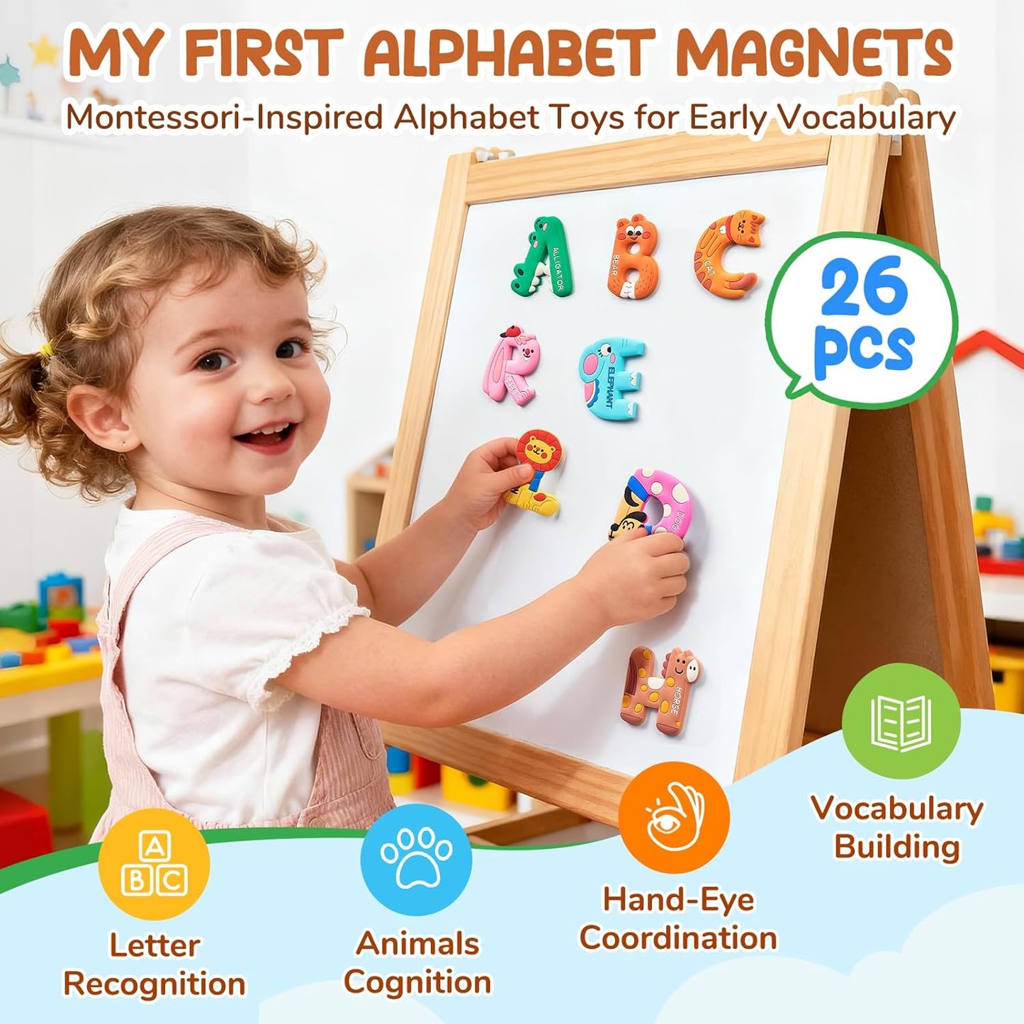 JoyCat Magnetic Letters and Numbers Fridge Magnets, Soft PVC Learning Refrigerator Toy Set for Kids & Toddlers, 26 Animal Alphabet Letters and 0-9 Numbers, Birthday Gifts for Baby Boys and Girls