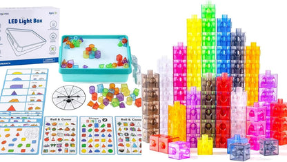 Tracing Lightbox for Kids – Shine Bright Tracing Light Box,Translucent Linking Cubes – Engaging Math Toy,Light Table Manipulatives for Early Learning and Creative Play