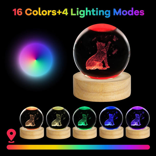 3D Solar System Crystal Ball Night Light 2.4in Galaxy Planets Glass Table Lamp Decor with 16 Colors Change Remote Control Birthday Christmas Astronomy Space Gifts for Boys Girls