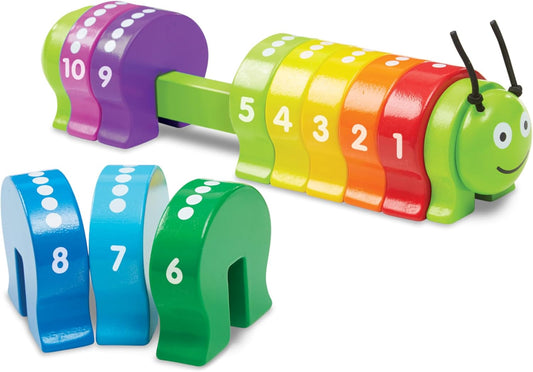 Melissa & Doug Counting Caterpillar - Classic Wooden Toy with 10 Colorful Numbered Segments