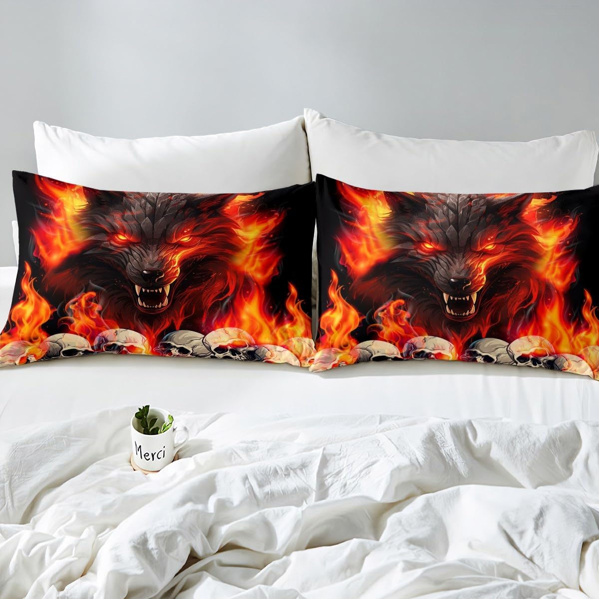 Manfei Musical Kids Fitted Sheet Full Size, MusicalGuitar Radio Drum Kit Headset Print Bedding Set 3pcs for Boys Girls, Rock Music Bed Cover with 2 Pillowcases, Soft Polyester Bedding, No Top Sheet