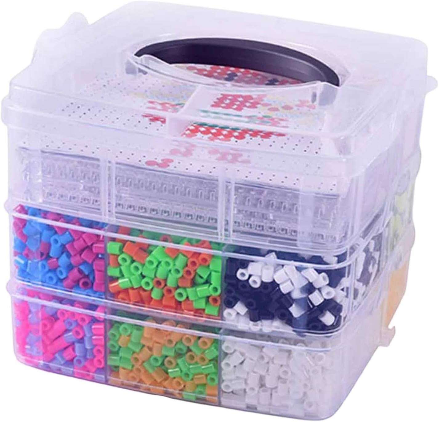 Beads Kit with Case 5mm Melty Beads Set Tweezers Pegboards Ironing Iron Bead with Case for Classroom Activity