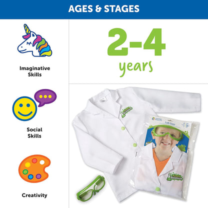 Learning Resources Beaker Creatures Lab Gear - 2 Pieces, Ages 5+ Lab Coat & Glasses for Kids, Science Exploration Games, STEM Toys for Kids