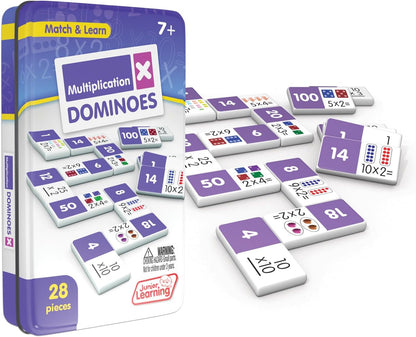Junior Learning Multiplication Dominoes Game Set, 28 Pieces, Ages 7-9, Math Skills, Grade 2-3