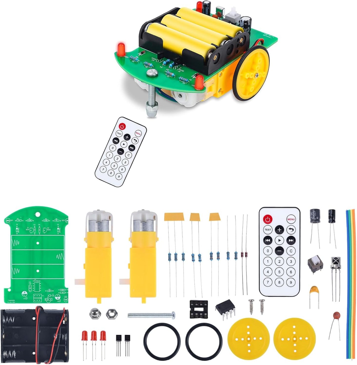 MiOYOOW Line Following Robot Car Kit, Beginners Smart Car Soldering Practice Kit STEM Educational Electronics Soldering Projects for School and Home Learning